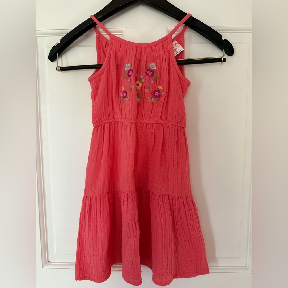 Jumping Beans Coral Dress with Floral Embroidery